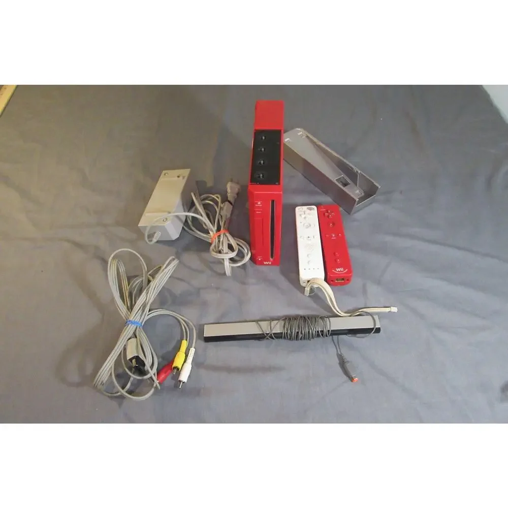 Nintendo Wii Limited Edition RED Video Game Console With Controller Wii Play